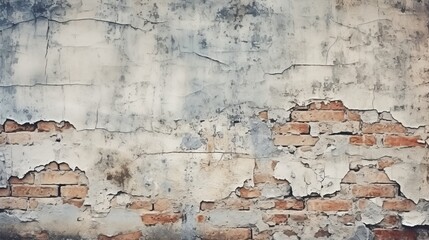Vintage brick wall with prominently textured rough cement seams as a striking background
