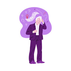 Old man suffers from Alzheimer's disease.