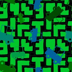 Cartoon toys seamless cars pattern for wrapping paper and fabrics and linens