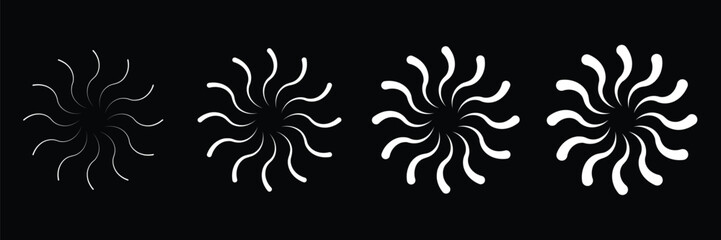 Fototapeta premium Set of Circular radiating lines and dotted symbol. Sun star rays symbol. Vector Illustration.