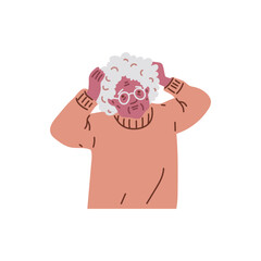 Elderly woman suffers from Alzheimer's disease.