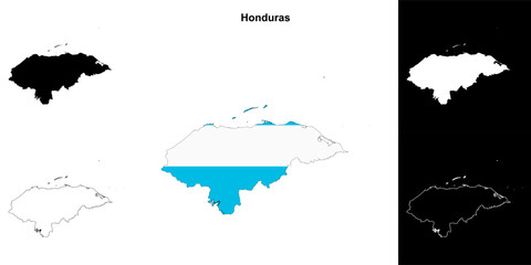 Honduras blank outline map set