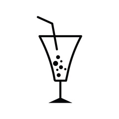 Set of outlined Minimal summer alcohol cocktail in glass icon collection. cocktails thin line icons collection. Vector Illustration.