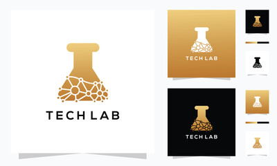 Vector logo inspiration Technology laboratory glass tube. digital creative lab idea icon.