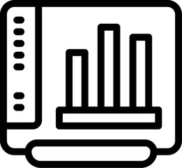 Simple icon of a computer program displaying a growing bar chart, representing increasing business profits