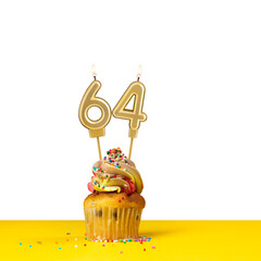 Cupcake with birthday candle - Candle number 64