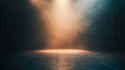 Mysterious fog on a dimly lit urban street at night