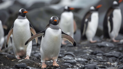 Obraz premium Gentoo Penguins in Antarctica.