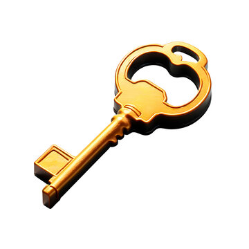 &Iacute;cone de chave de ouro antiga em fundo transparente, sem fundo.