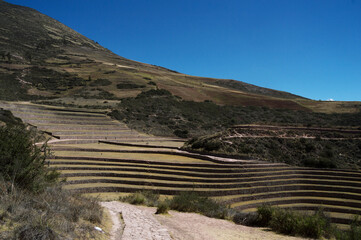 Part of the ruins of the Moray archaeological complex in Peru