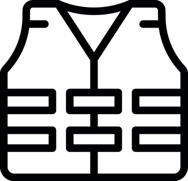 recommend clip art: Simple black and white line art illustration of a life vest, commonly used for safety in water related activities