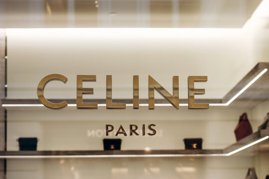 Copenhagen, Denmark - March 13, 2024: Beautiful showcases of the Celine boutique in the center of Copenhagen