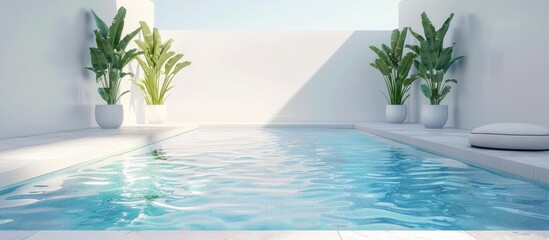 Fototapeta premium Elegant Swimming Pool Set Against a White Backdrop