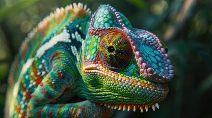 Obraz premium Close Up View of a Chameleon Reptile