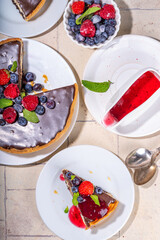 Homemade cheesecake with chocolate and berry