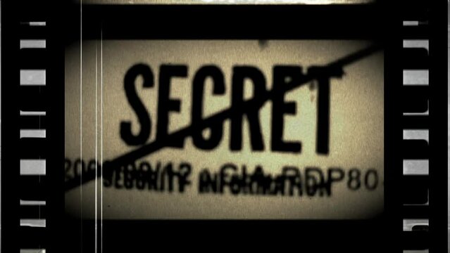 Secret document on filmstrip with dust and scratches