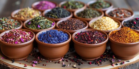 Fototapeta premium Diverse Tea Assortment: Variety in Flavors and Types