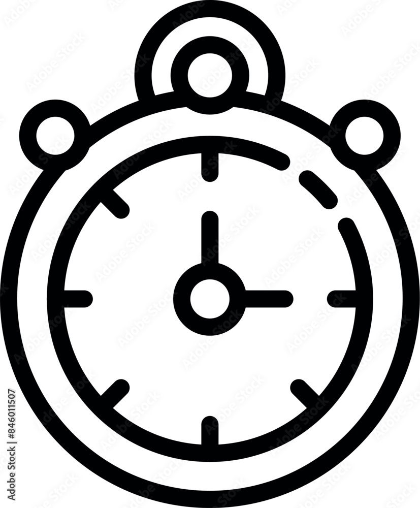 Poster simple stopwatch icon with clock face and buttons for timing and measurement