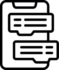 Obraz premium Line icon of a smartphone with two speech bubbles, representing an online chat conversation
