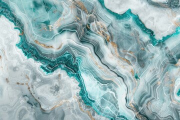 Turquoise and white marble texture with gold veins forming a beautiful wavy pattern, perfect for background or design projects