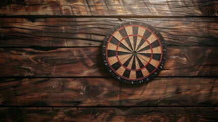 Fototapeta premium Front view of darts board on wooden background