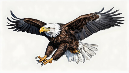 Obraz premium Majestic bald eagle in flight illustration