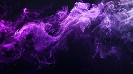 A mysterious purple and black smoke intertwining, creating an aura of mystery on a black background