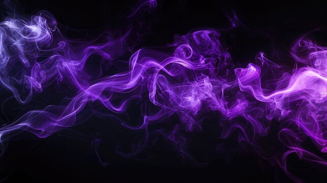 A mysterious purple and black smoke intertwining, creating an aura of mystery on a black background