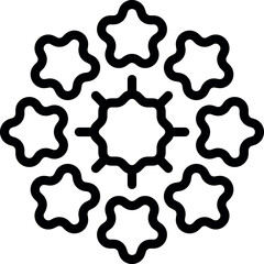 Line icon of a virus connecting with human cells through receptors, perfect for projects related to health and science