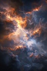 Celestial galaxy abstract art with swirling clouds in deep blues and golden hues for merchandise