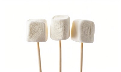 marshmallows on stick isolated on white background