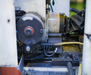 An equipment of machine. Mechanical part in the manufacturing.