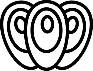 Abstract black and white icon design element with intertwined circles creating an organic shape