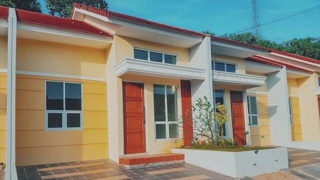 Residential building architecture, subsidies house from government. Seamless looping 4k video background. 