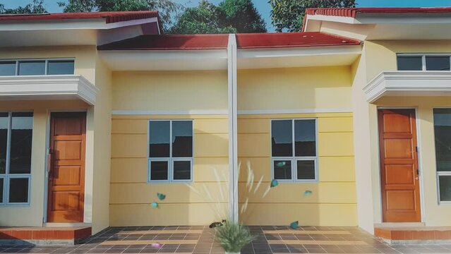 Residential building architecture, subsidies house from government. Seamless looping 4k video background. 