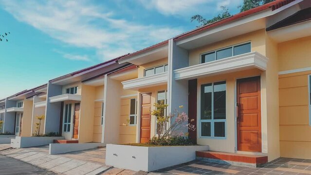 Residential building architecture, subsidies house from government. Seamless looping 4k video background. 