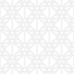 Obraz premium Thin line pattern. Vector geometric seamless texture with delicate grid, lines, diamonds, squares, triangles. Abstract minimal gray and white background. Art deco ornament. Subtle repeated geo design