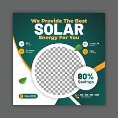 solar energy social media post, banner design, suitable for Solar panel maintenance repair services banner or poster design