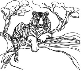 tiger with a tree