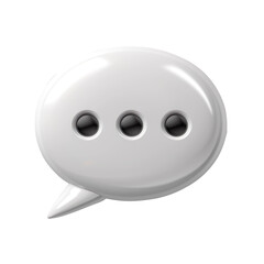 Fototapeta premium 3D illustration of white speech bubble with three black dots that indicate conversation. Transparent background, PNG format