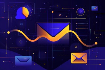 Ascending line graph culminating in email icon signifying successful email marketing expansion