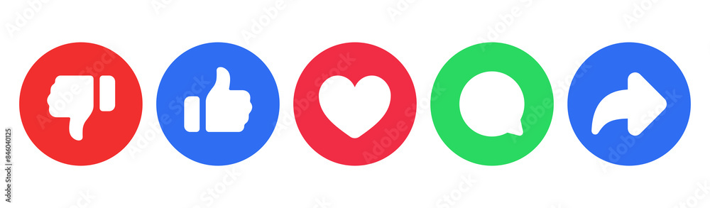 Poster like icon button, like, comment and share icon buttons. social media notification icons , thumbs up 