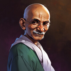 Detailed and Inspirational Illustration of Mahatma Gandhi