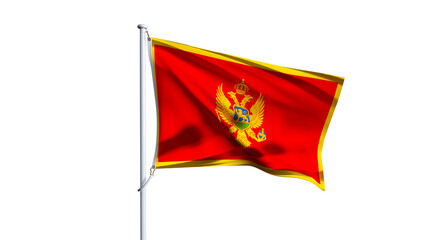 Waving flag of montenegro isolated on transparent background.