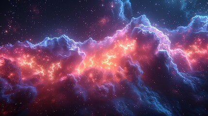 Night sky with stars. The universe is filled with clouds, nebula, and galaxie. Landscape with gradient blue and purple colorful cosmos with stardust and Milky Way. Magic color galaxy, space background