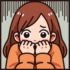Obraz premium Scared young girl illustrations 