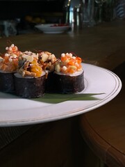 sushi with chopsticks