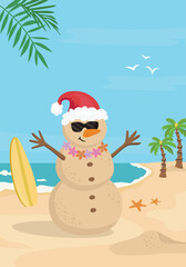 Snowman made of sand vector illustration.