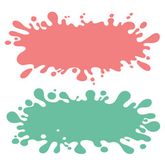 Color paint splatter. Colorful oval horizontal stains, abstract paints splashes and wet splats. Vector shapes with splashes.