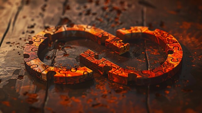 infinity sign from puzzle on brown background